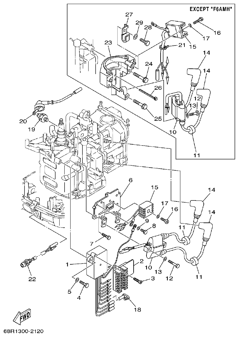 Yamaha F6A, F6B, F8C ELECTRICAL 1 parts diagram